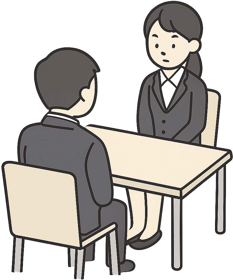 採用面接を受けている女性