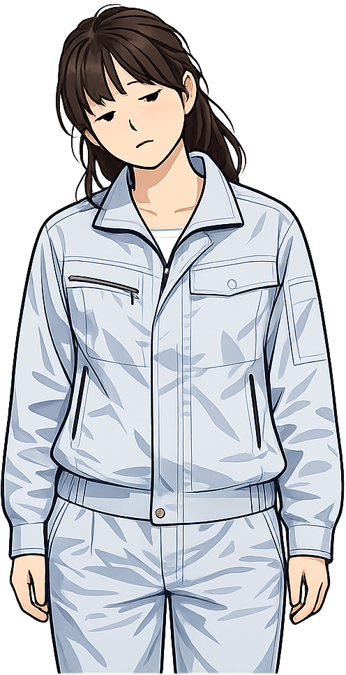 眠そうに出社してきた期間工