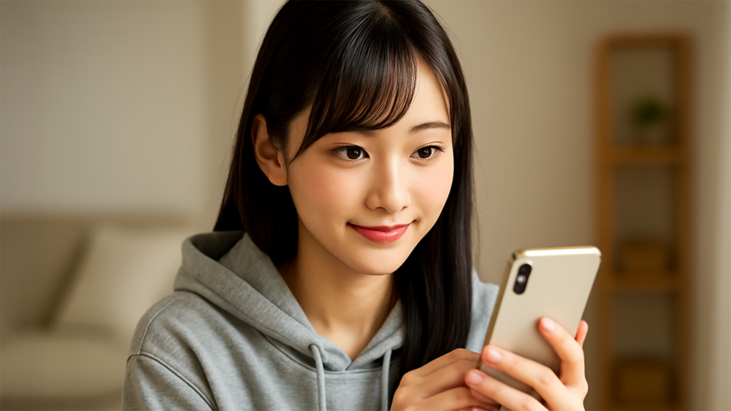 スマホを見ている女性