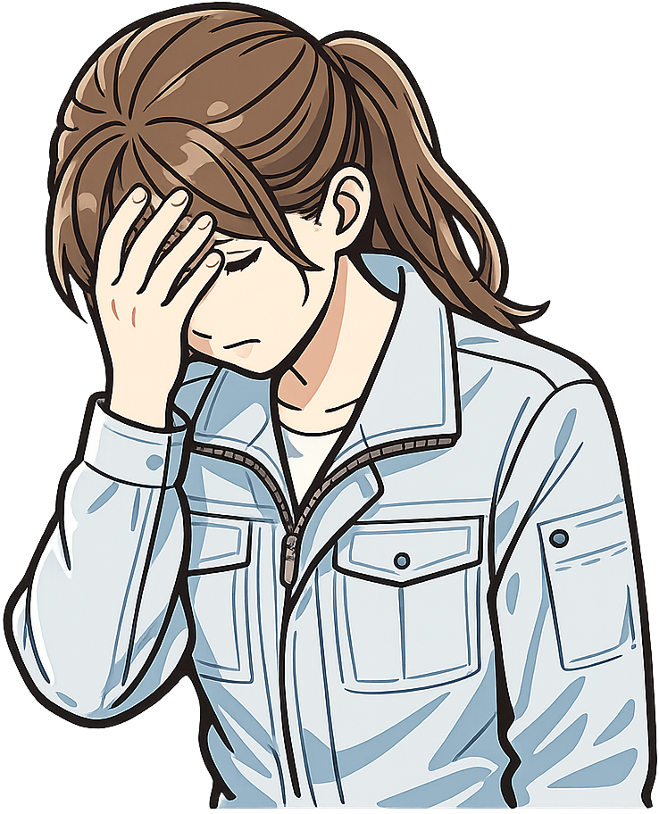 うなだれている期間工