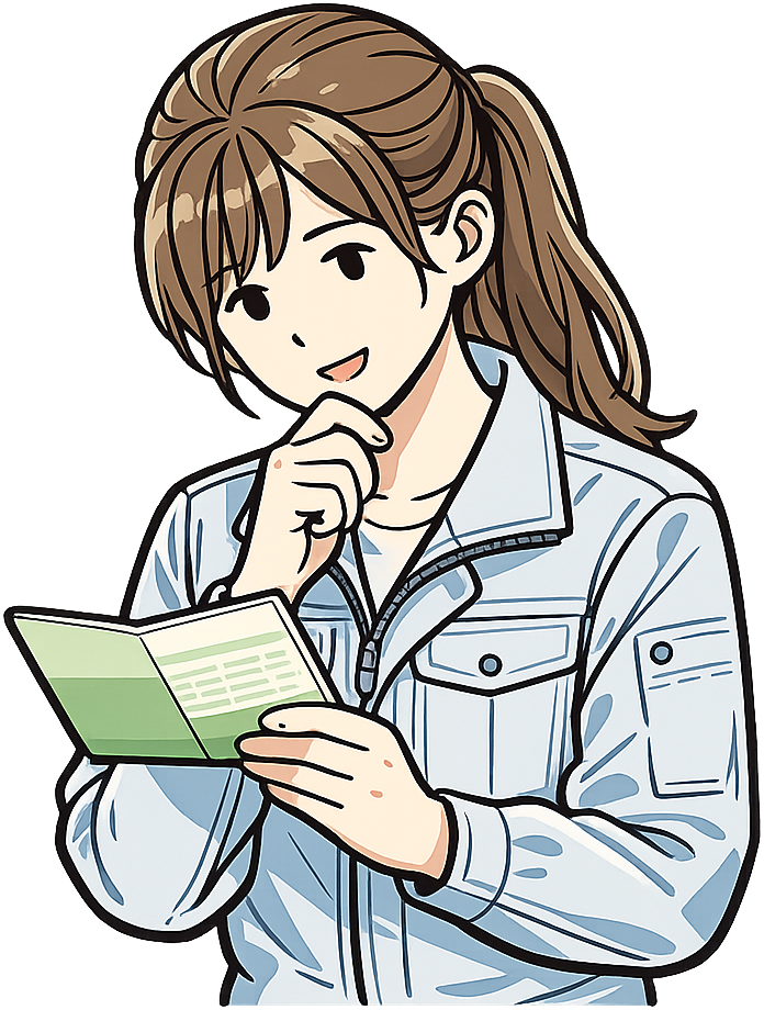 預金通帳を見ている期間工