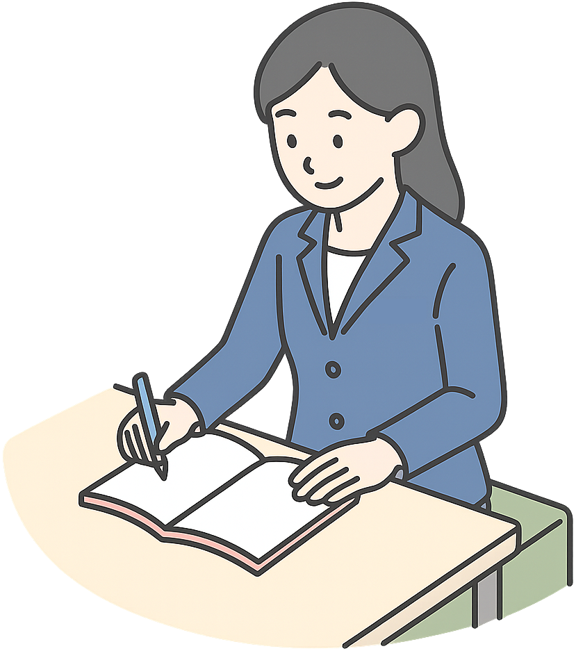 筆記試験を受けている女性