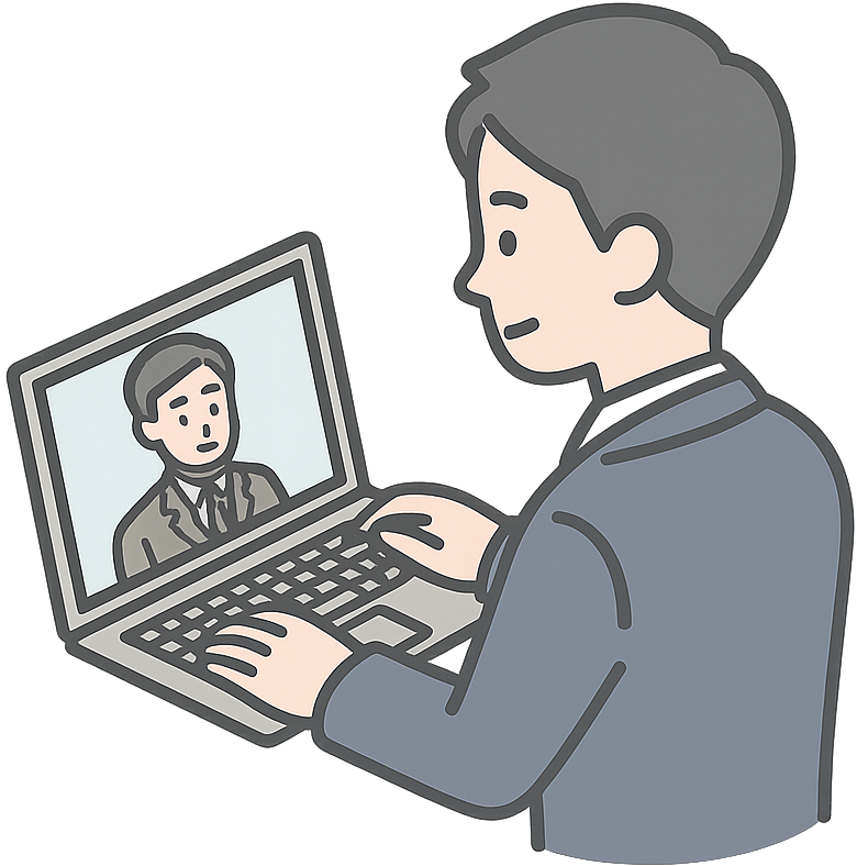 WEB面接を受けている男性