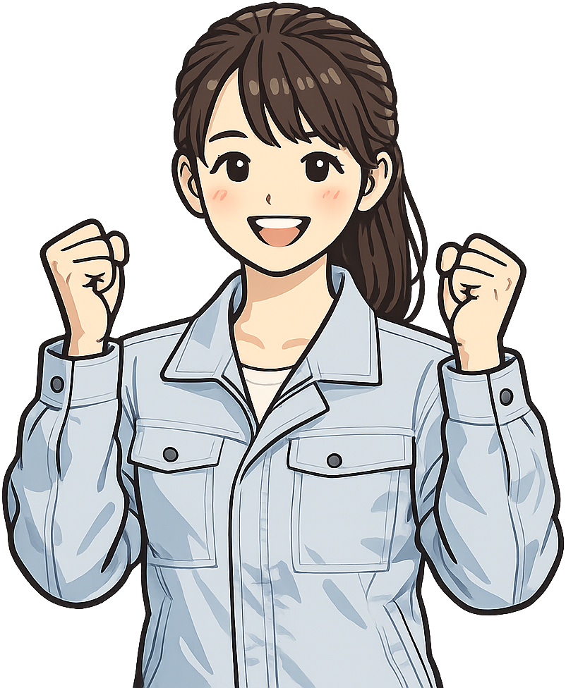 ガッツポーズしている女性