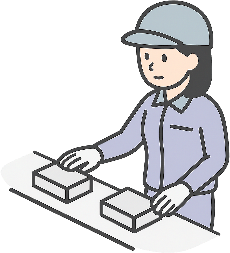 流れ作業で働いている工場勤務の女性