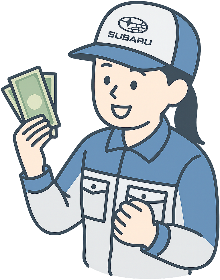 大金を得て喜んでいるスバル期間工