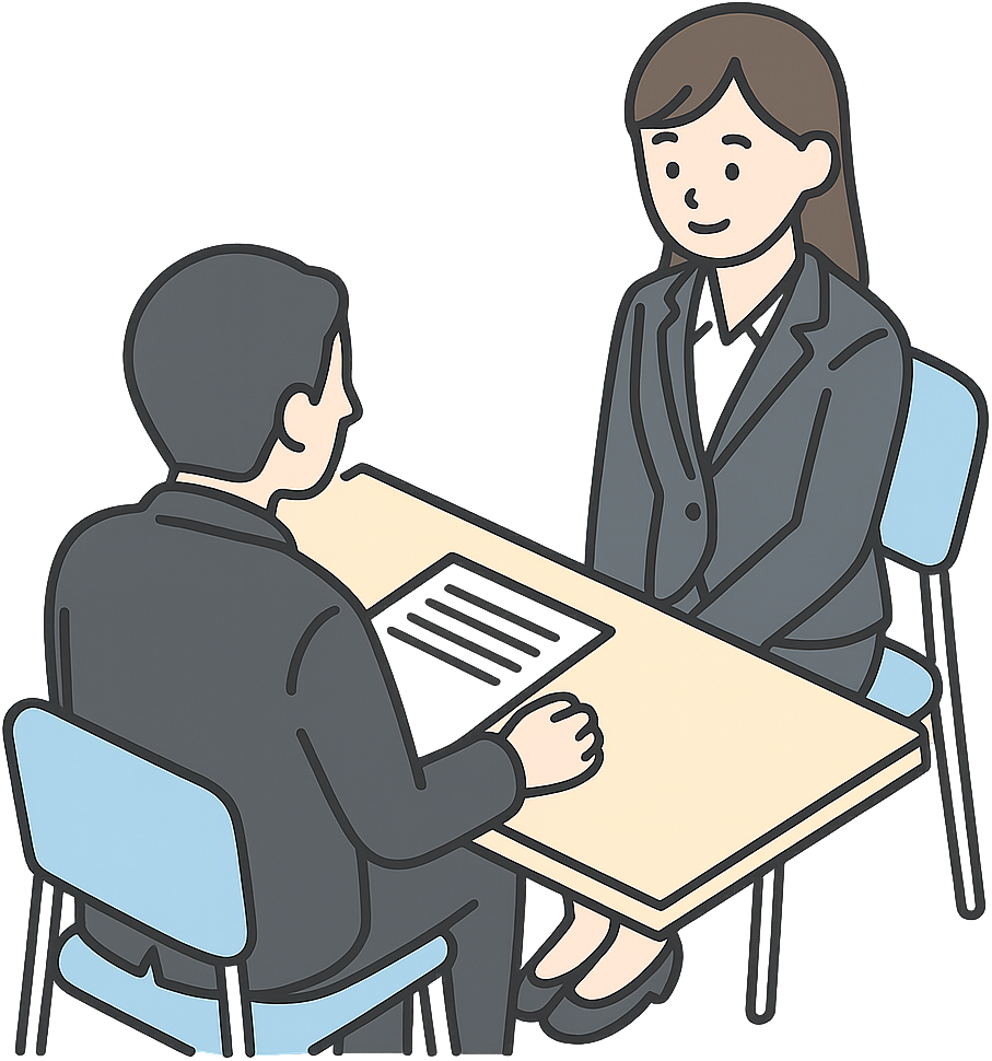 採用面接を受けているスーツの女性