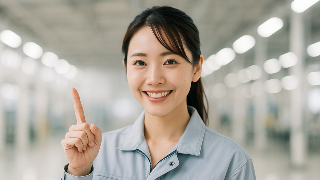 アイデアのある工場勤務の女性