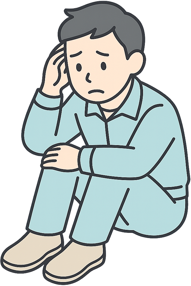 悩んでいる期間工の男性