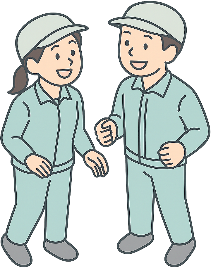 笑顔で働いている期間工の男女