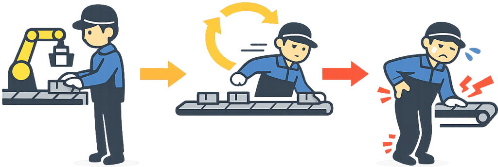立ち作業と同じ動作の積み重ねによるダメージ