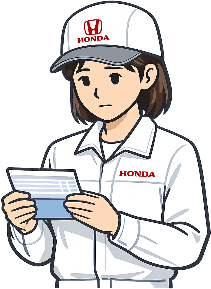 預金通帳を見ているホンダ期間工