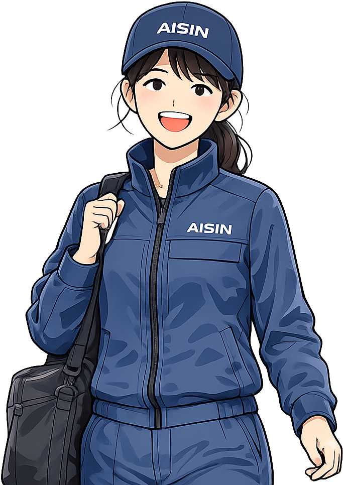 笑顔で出社するアイシン期間工