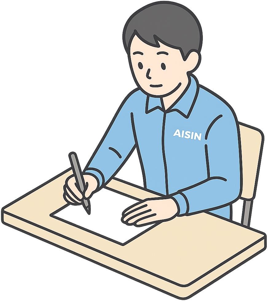 筆記試験を受けているアイシン契約社員