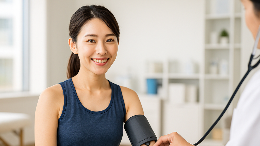 健康診断を受けている女性