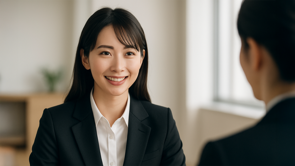 採用面接を受けている女性