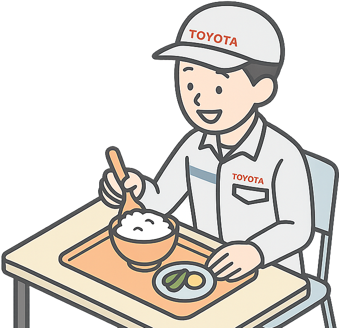 食堂で食事をしているトヨタ期間工