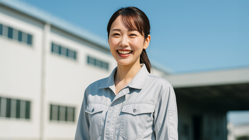案内する期間工の女性