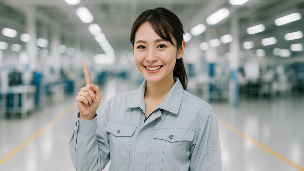案内する期間工の女性