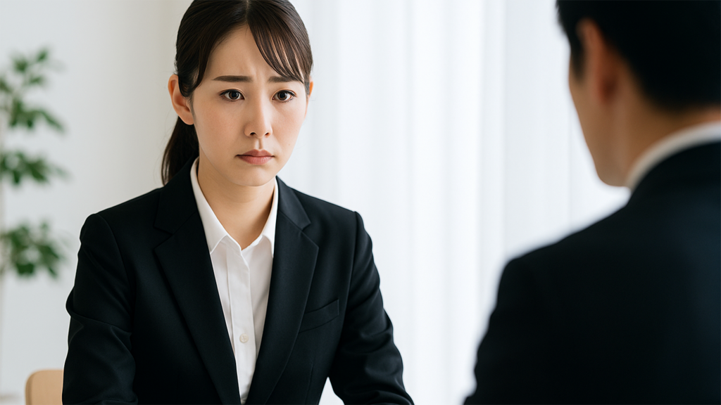 採用面接を受けている女性
