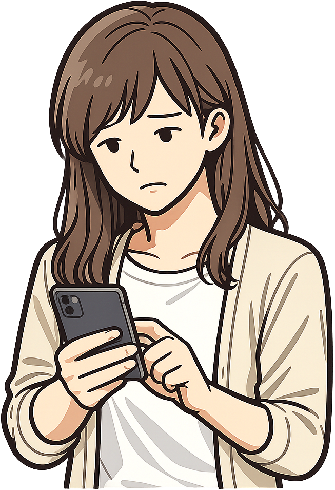 スマホを見て落ち込んでいる