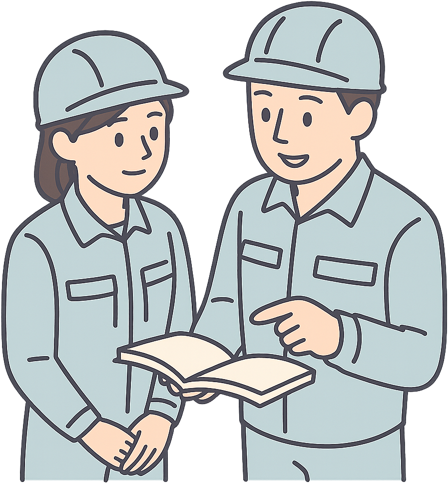 指導を受けている期間工の女性