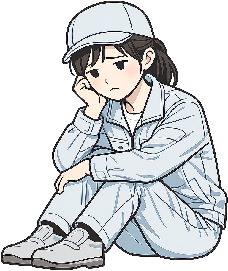 落ち込んでいる工場勤務の人