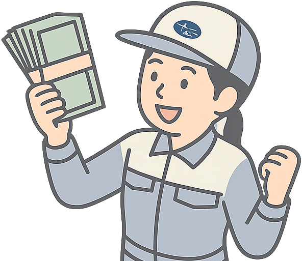 大金を得て喜んでいるスバル期間工