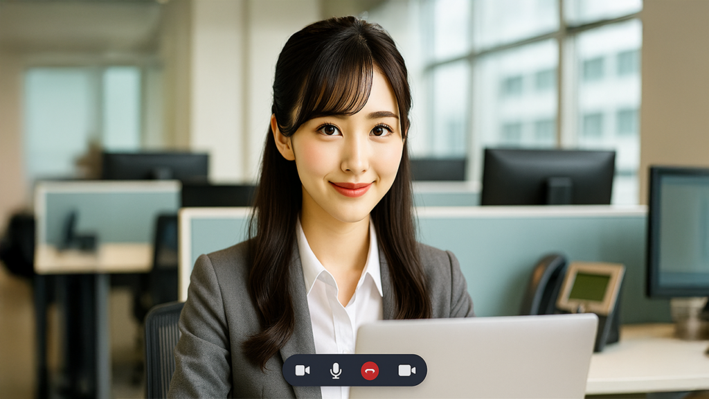 採用面接を受けている女性