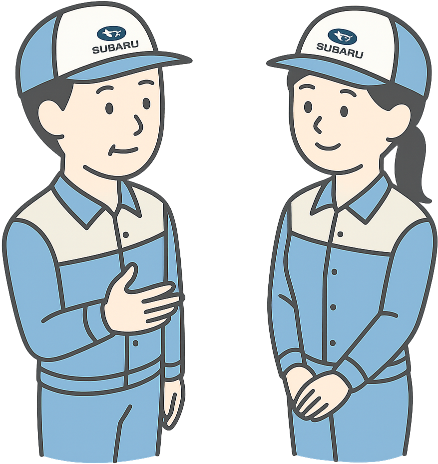 先輩に指導を受けているスバル期間工