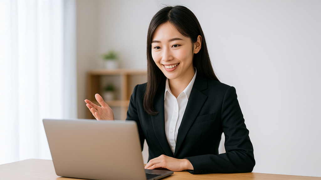 WEB面接を受けている女性