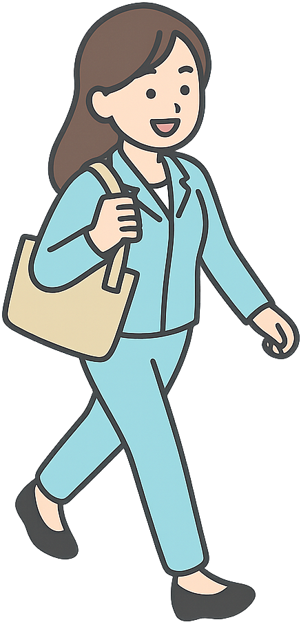笑顔で出勤している女性