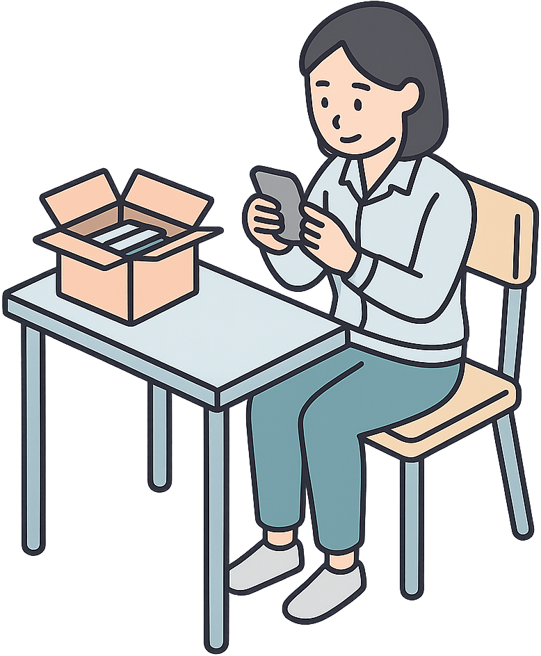 工場で検品作業をしている女性