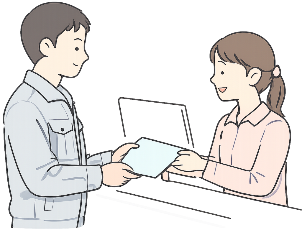 手続きをしている人