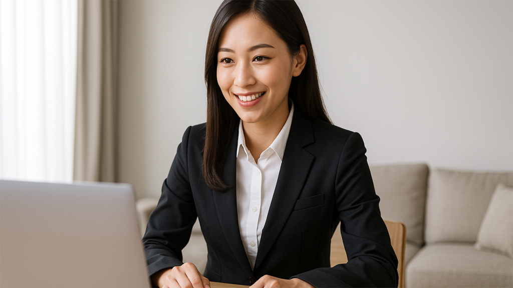 採用面接を受けている女性