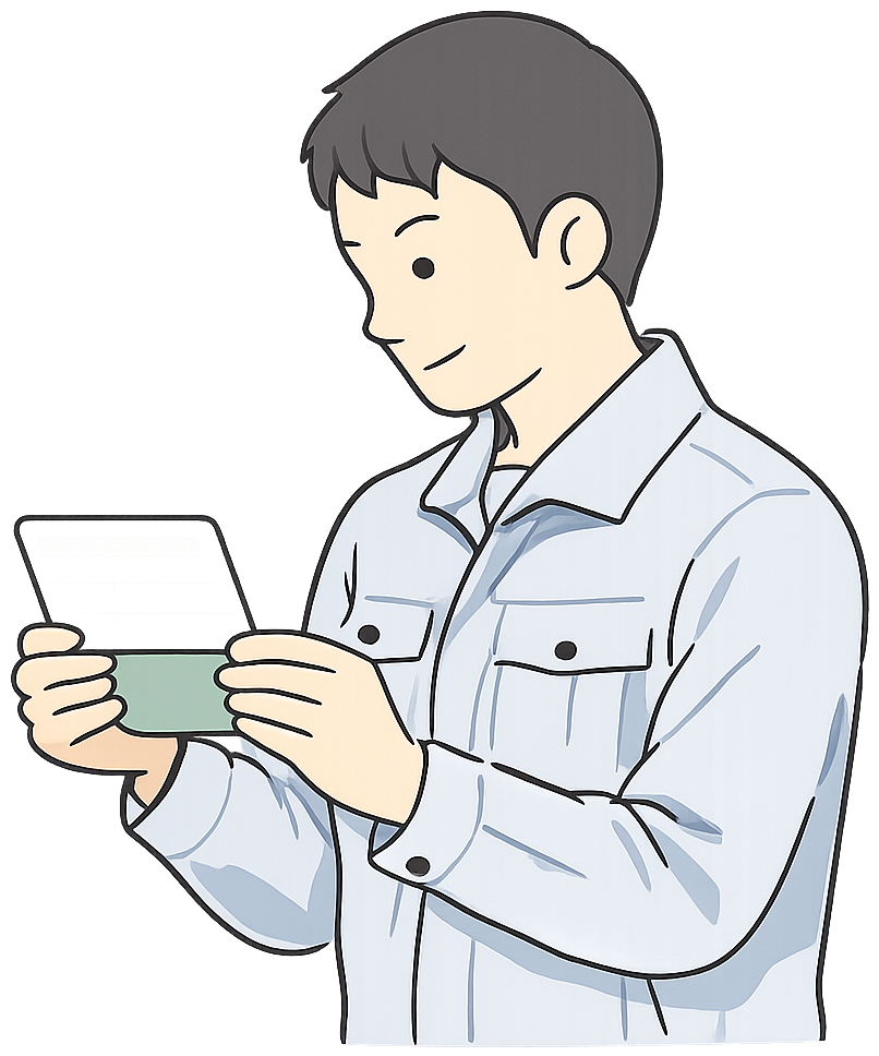 預金通帳を見ている人