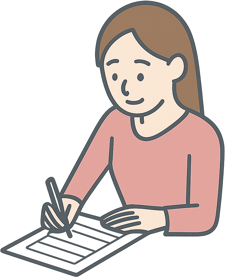 履歴書を書いている女性