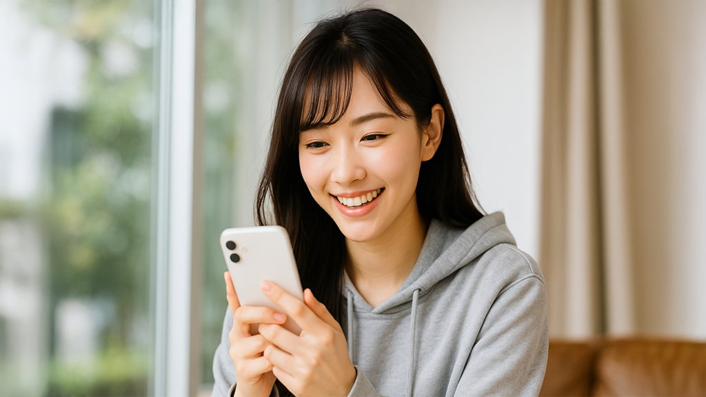 スマホを見ている女性
