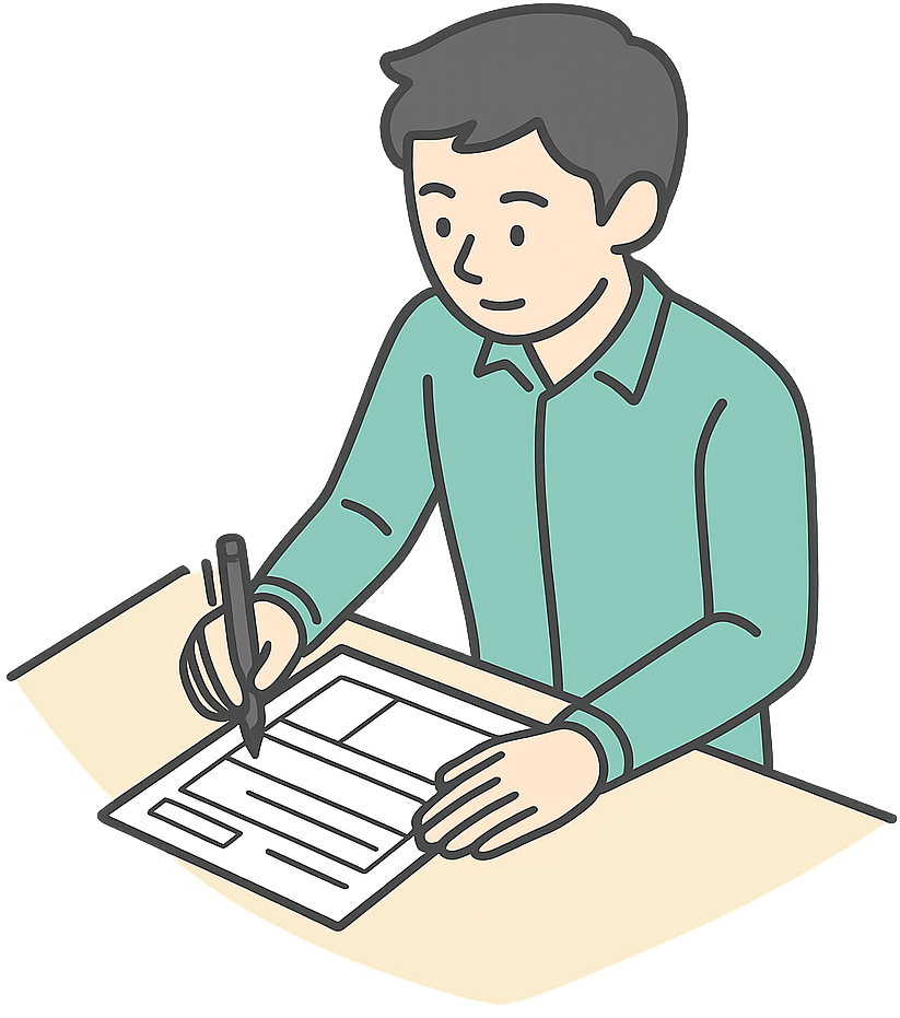 履歴書を書いている人