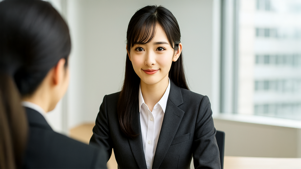 面談を受けている女性