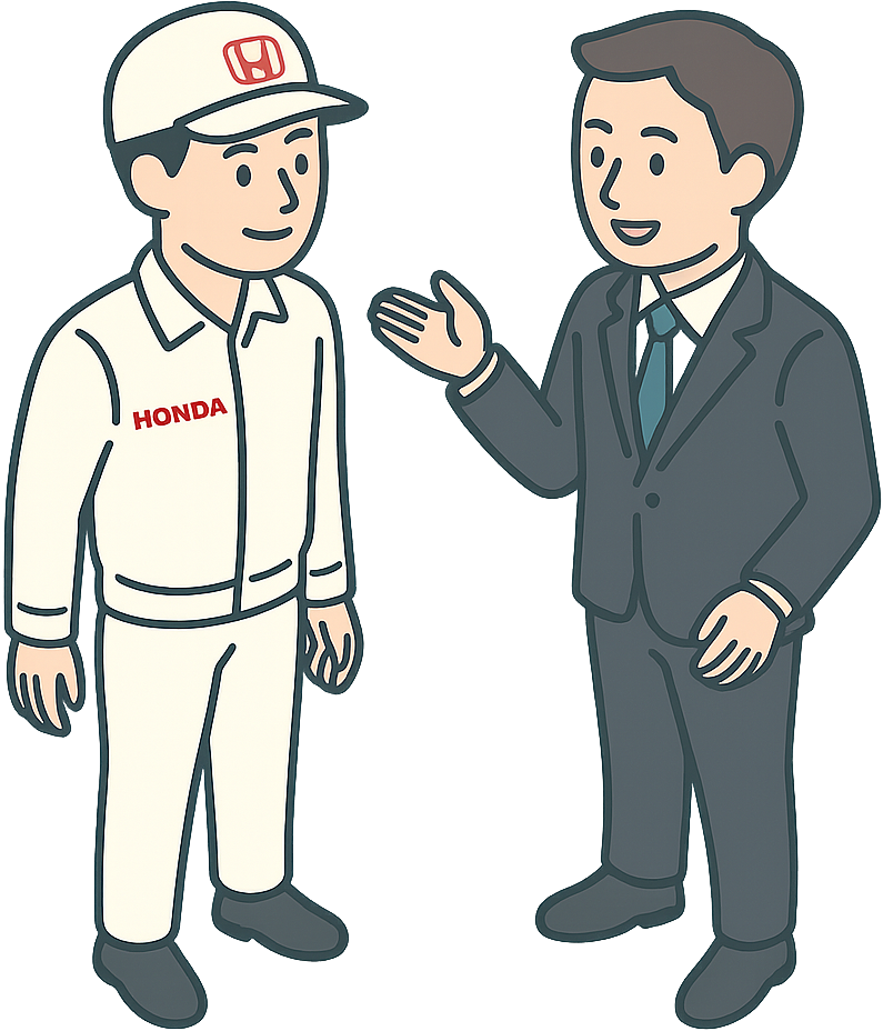 上司と話しをしているホンダ期間工