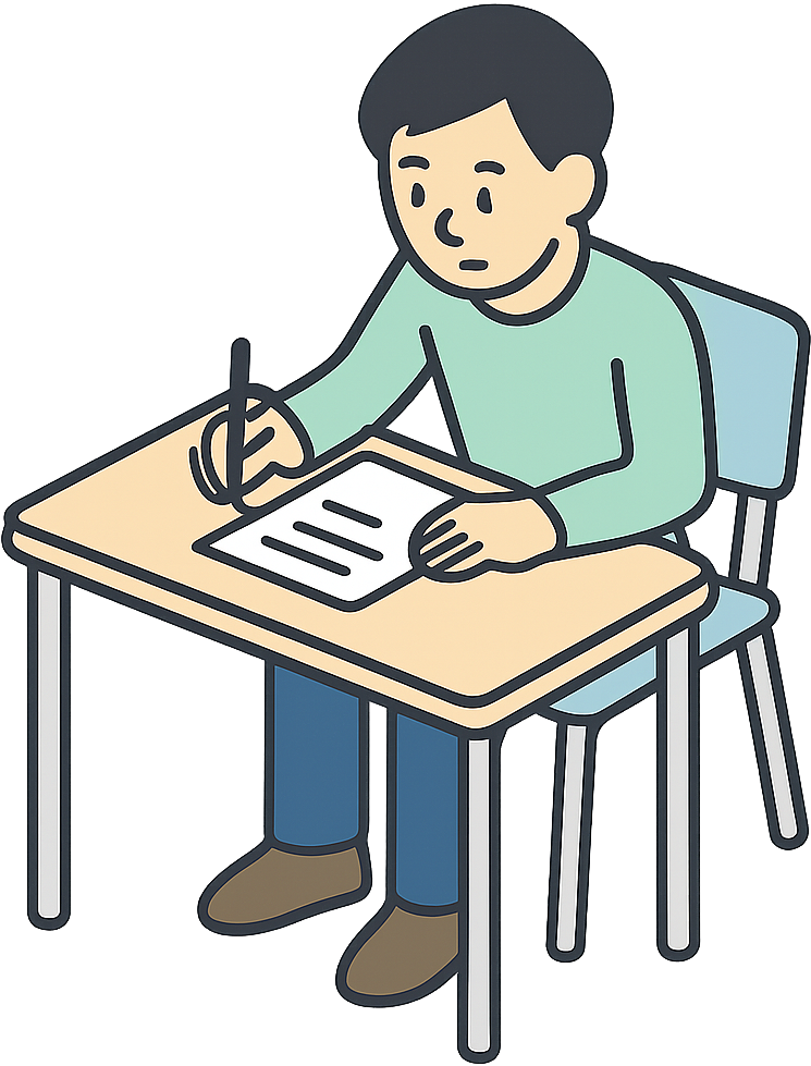 筆記試験を受けている人