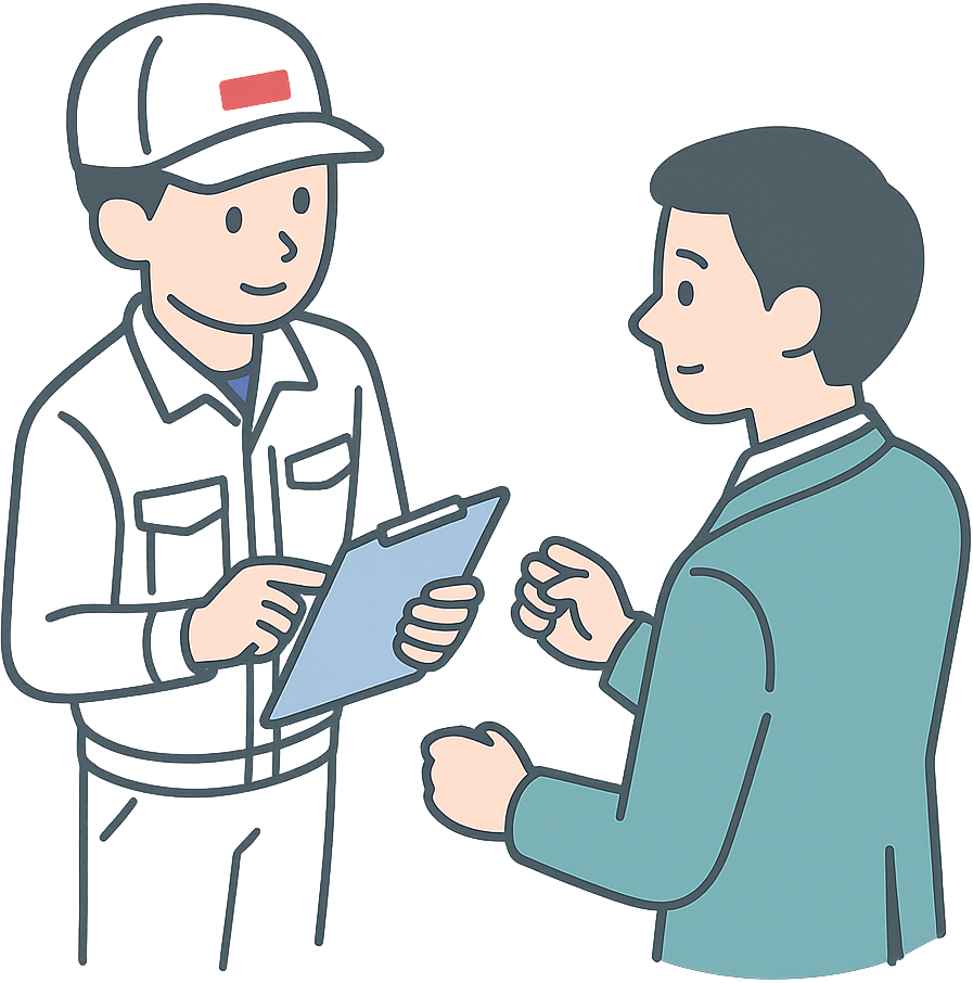 作業の報告をしているデンソー期間工
