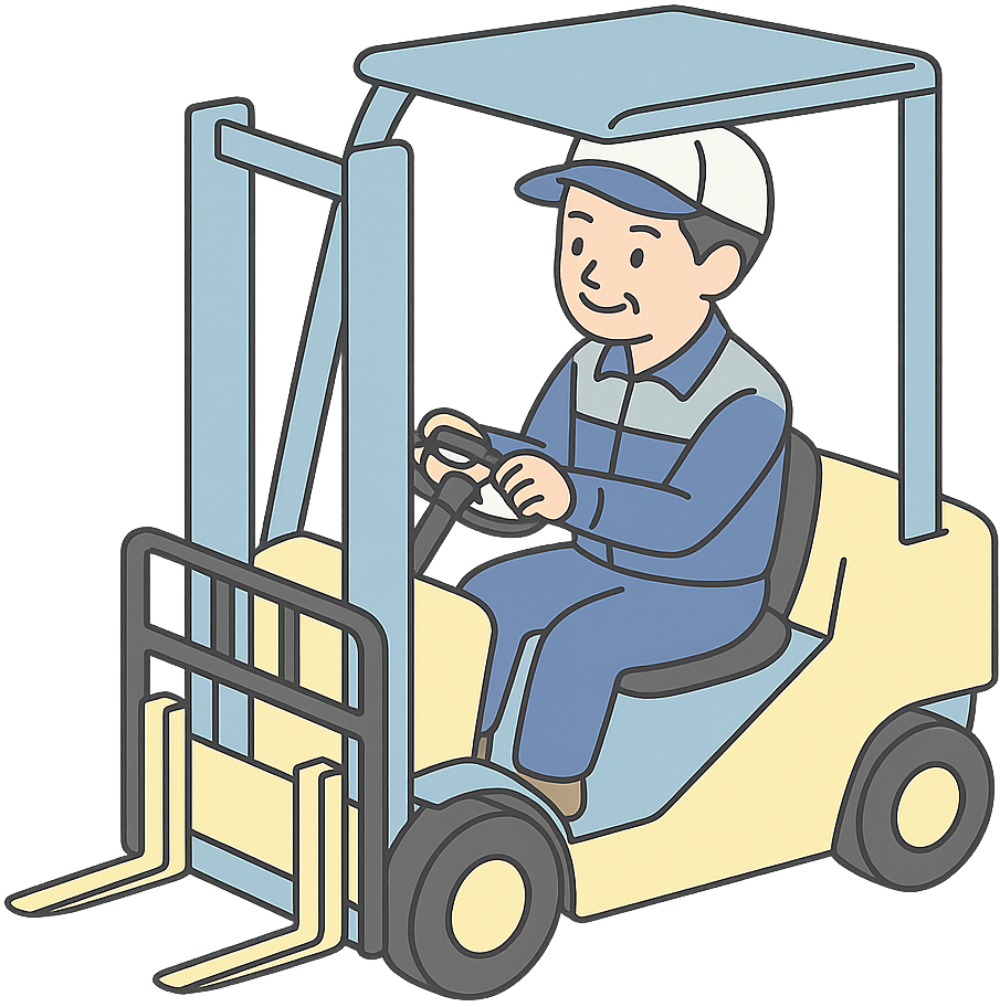 フォークリフトを運転しているスバル期間工