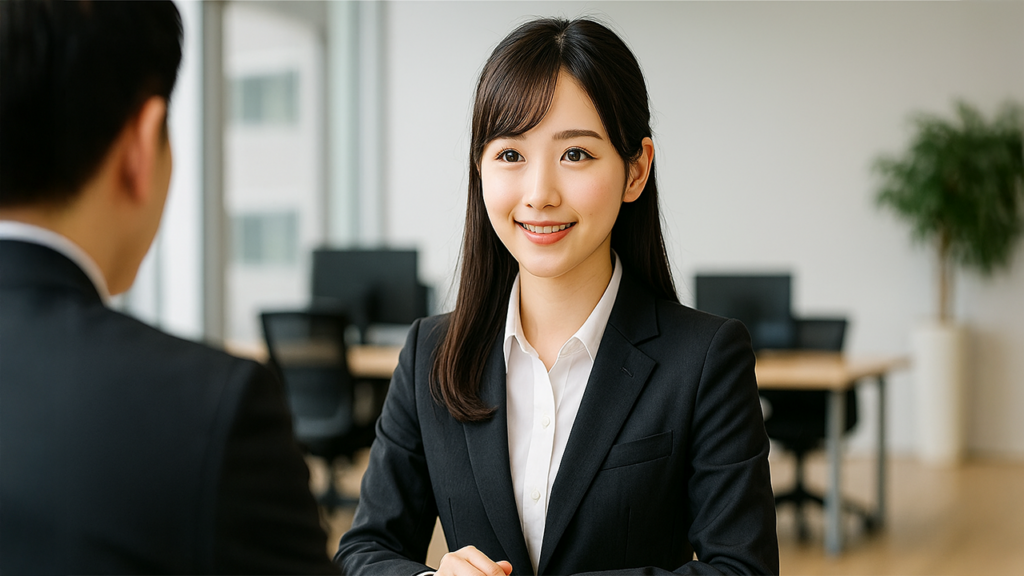 採用面接を受けている女性