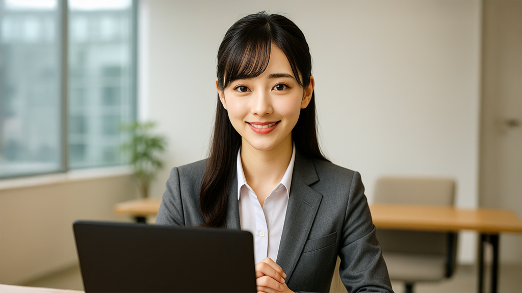 オンライン面接を受けている女性