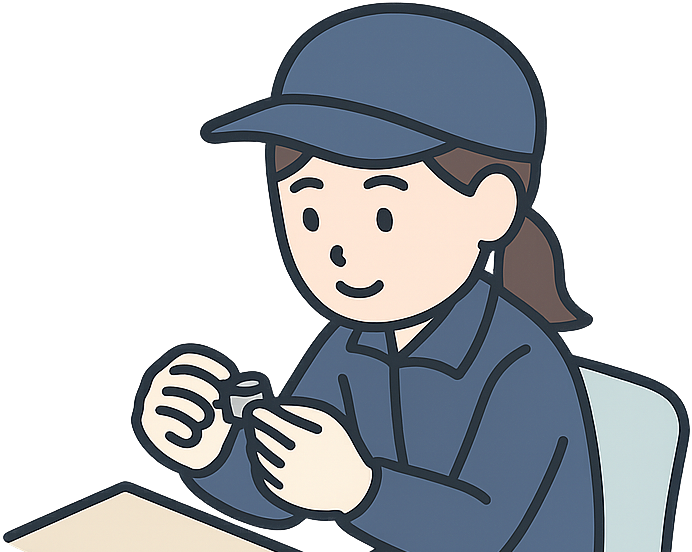検査作業をしているアイシン期間工の女性