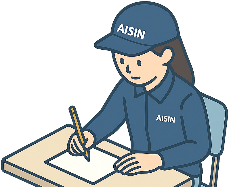 筆記試験を受けているアイシン期間工