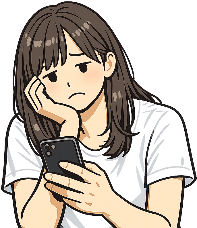 メールを確認している女性