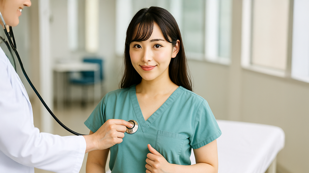 健康診断を受けている女性